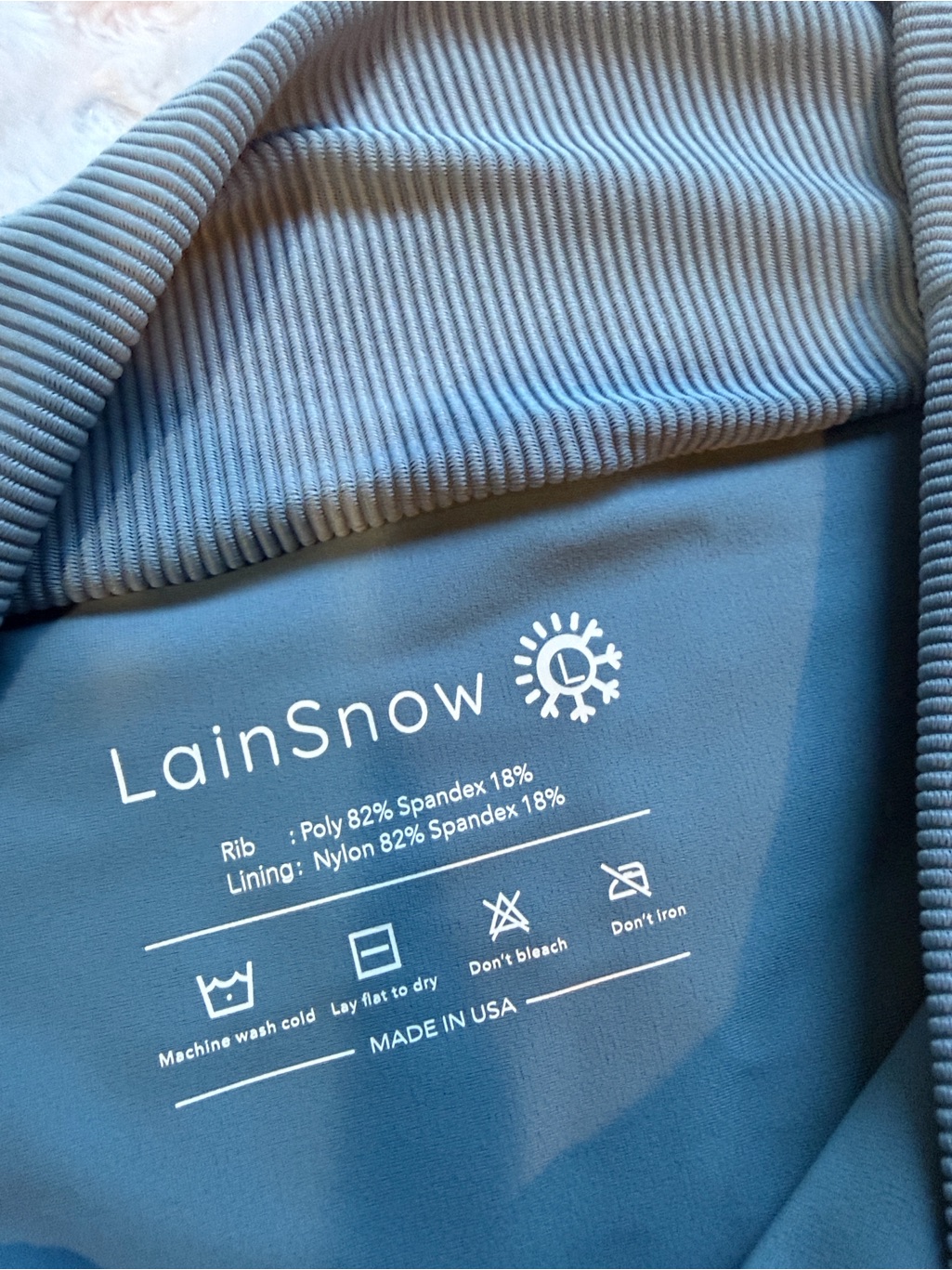 Lainsnow High-Waist Ribbed Bikini Bottom In Slate Blue With White Trim Size L. — image 3 of 7
